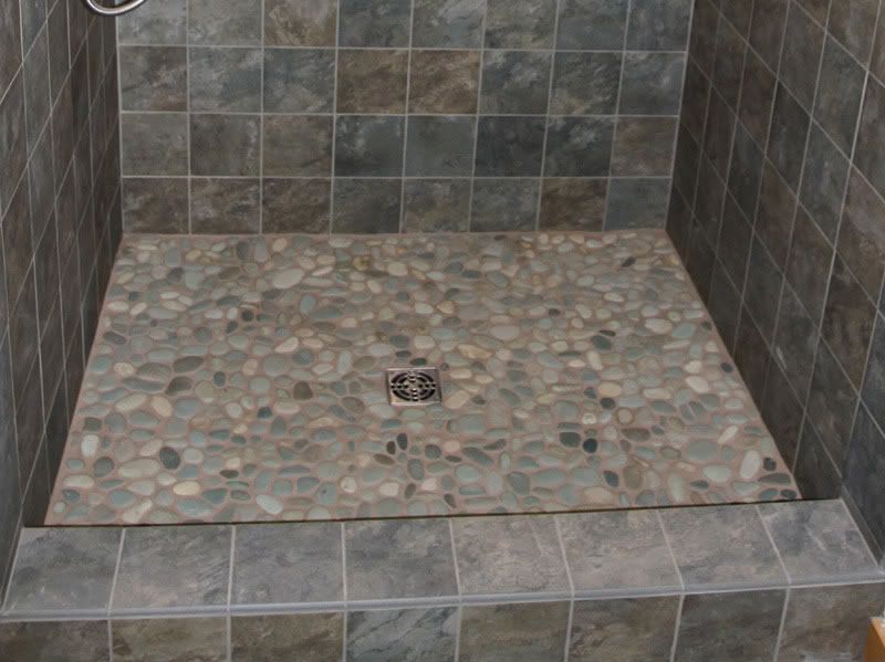 Pebble floor in shower