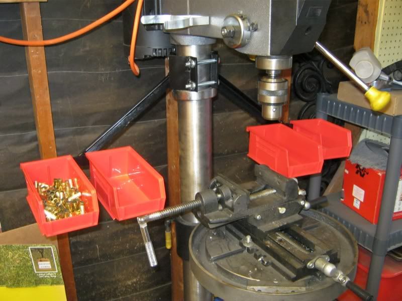 Drill press caddy for easy brass prep.