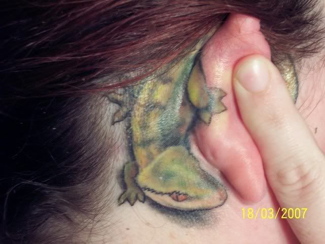 So I just got the gecko behind my ear touched up