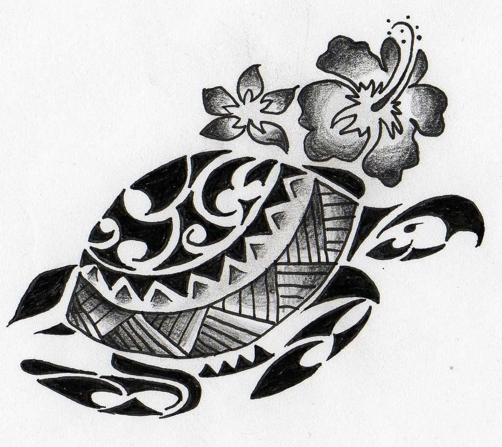 flower and animal kura-kura abstract tattoos,tribal,permanent