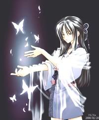 Anime Girl White with Butterflies