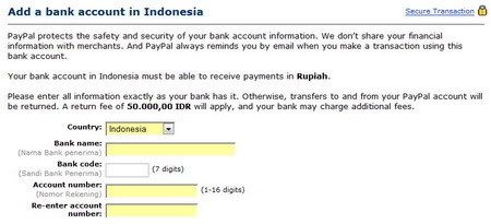 Tambah atau Edit Account Bank