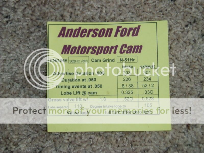 Anderson ford motorsports camshaft #7