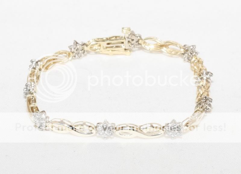 estate 10k solid gold 1 0ct diamond figure 8 link bracelet photo s